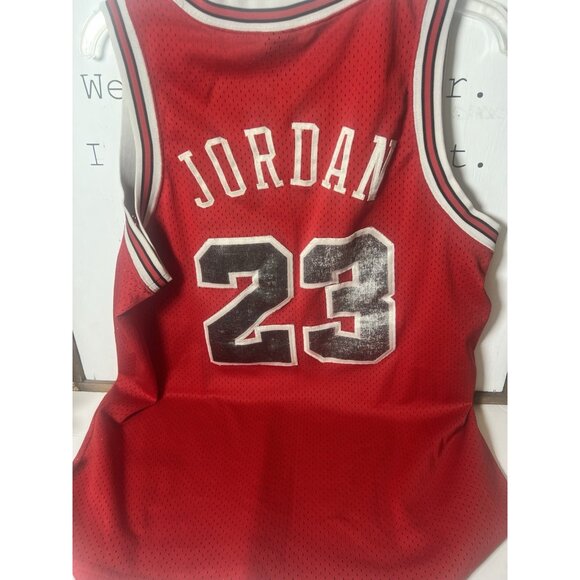 Red NBA Chicago Bulls NIKE #23 JORDAN 1984 Flight 8403 Jersey Medium +2 Read - Picture 8 of 10